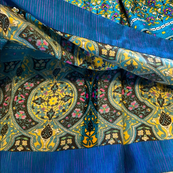 Handmade Long Sleeved Floral Geometric Bohemian Maxi Dress Vibrant Hippie - Picture 6 of 13